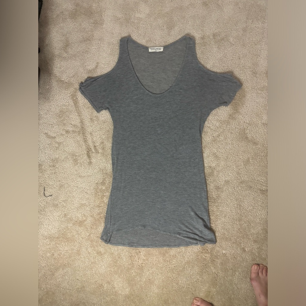 UO Sheer cold shoulder high low top